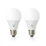 Nedis SmartLife Fullfarge LED-Pære | E27 | 806 lm | 9 W | RGB / Varm til avkjølt hvitt | 2700 - 6500 K | Android™ / IOS | pære | 2 stk