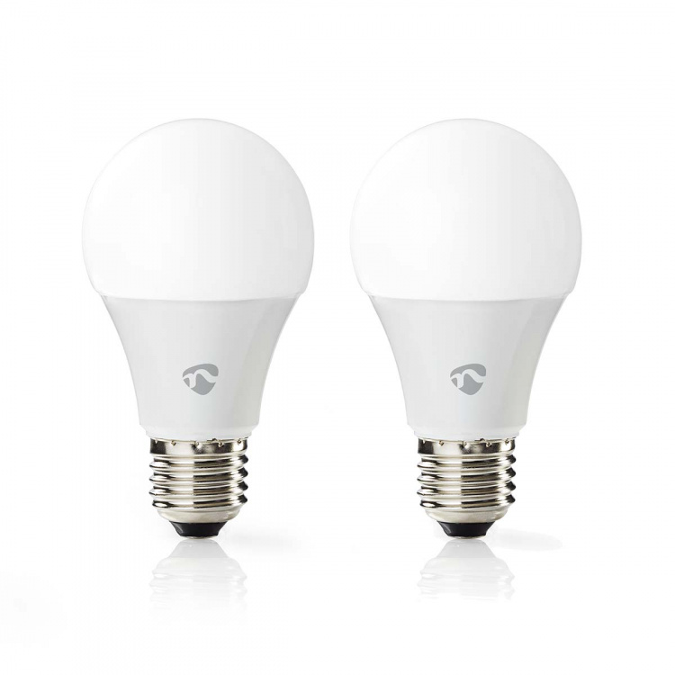 Nedis SmartLife Fullfarge LED-Pære | E27 | 806 lm | 9 W | RGB / Varm til avkjølt hvitt | 2700 - 6500 K | Android™ / IOS | pære | 2 stk