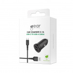 Gear Lader 12-24V 2xUSB 3.4A Svart USB-C 2.0 Kabel 1m