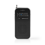 Nedis FM-radio | Bærbar design | AM / FM | Batteri drevet | Analog | 1.5 W | Svart hvit skerm | Hodetelefonutgang | IP20 | Aluminium / Sort Nedis FM-radio | Bærbar design | AM / FM | Batteri drevet | Analog | 1.5 W | Svart hvit skerm | Hodetelefonutgang | IP20 | Aluminium / Sort
