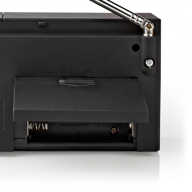 Nedis FM-radio | Bærbar design | AM / FM | Batteri drevet | Analog | 1.5 W | Svart hvit skerm | Hodetelefonutgang | IP20 | Sort Nedis FM-radio | Bærbar design | AM / FM | Batteri drevet | Analog | 1.5 W | Svart hvit skerm | Hodetelefonutgang | IP20 | Sort