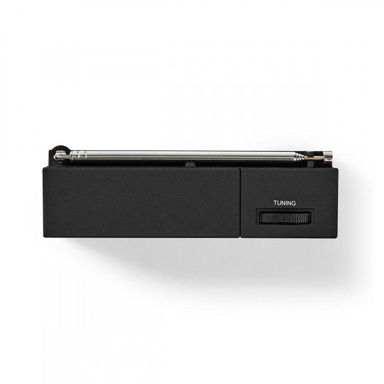Nedis FM-radio | Bærbar design | AM / FM | Batteri drevet | Analog | 1.5 W | Svart hvit skerm | Hodetelefonutgang | IP20 | Sort Nedis FM-radio | Bærbar design | AM / FM | Batteri drevet | Analog | 1.5 W | Svart hvit skerm | Hodetelefonutgang | IP20 | Sort