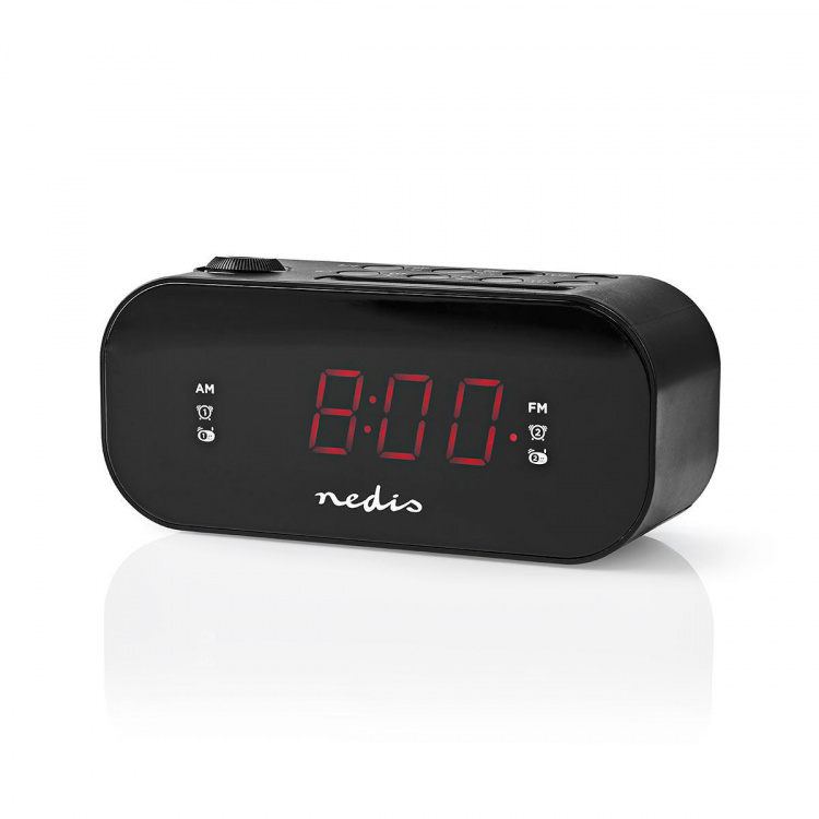 Digital Alarm Clock Radio | LED Vise | Tidsframskriving | AM / FM | slumrefunksjon | Sleep timer | Antall alarmer: 2 | Sort