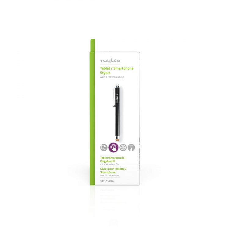 Nedis Stylus | Brukes til: Smarttelefon / Tablett | Copper-Cloth Tip | 1 stk. | Med klipp | Sort