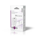 Nedis vegg lader | 12 W | Hurtigladefunksjon | 1x 2.4 A A | Antall utganger: 1 | USB-A | Lightning 8-Pin (Løs) Kabel | 1.00 m | Single Voltage Output | Hvit
