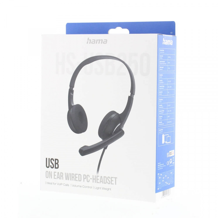 Hama Headset PC Office Stereo On-Ear HS-USB250 V2 Svart