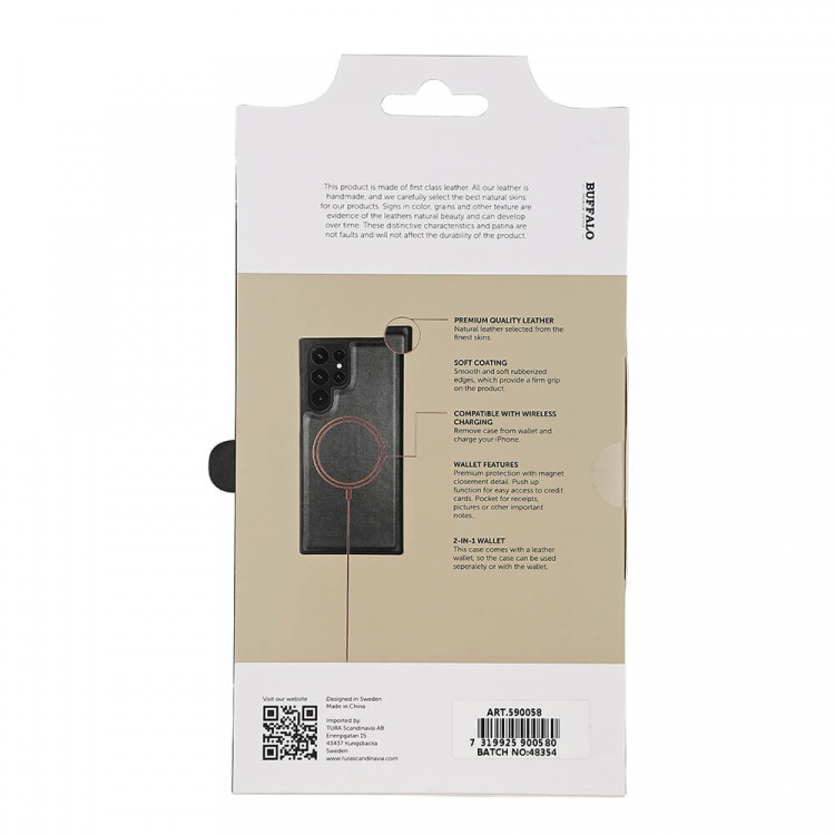 Buffalo Mobildeksel 2i1 Samsung S22 Ultra 3 kort Svart