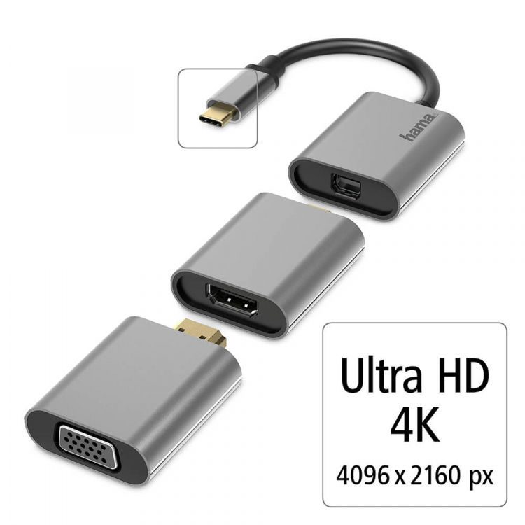 Hama Video Adapter Sett 6i1 USB-C Mini-DisplayPort HDMI VGA Hama Video Adapter Sett 6i1 USB-C Mini-DisplayPort HDMI VGA