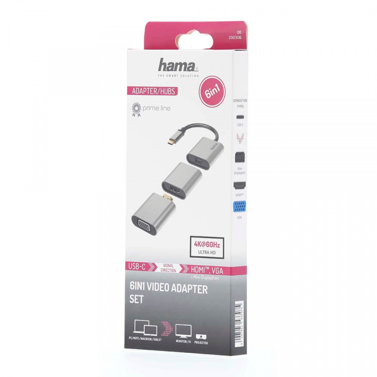 Hama Video Adapter Sett 6i1 USB-C Mini-DisplayPort HDMI VGA Hama Video Adapter Sett 6i1 USB-C Mini-DisplayPort HDMI VGA