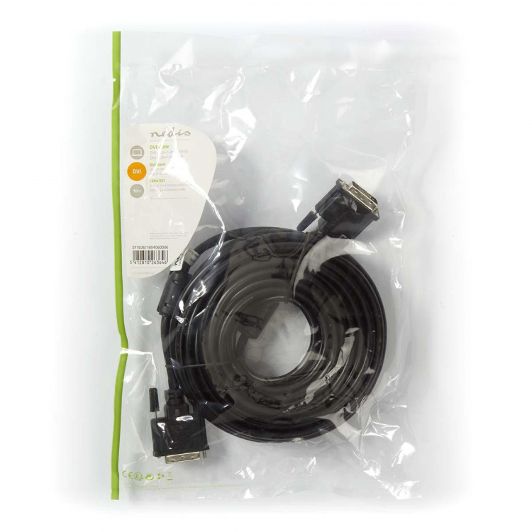 Nedis DVI-kabel | DVI-D 24+1-Pin Han | DVI-D 24+1-Pin Han | 1080p | Nikkel belagt | 10.0 m | Rett | PVC | Sort | Plastpose Nedis DVI-kabel | DVI-D 24+1-Pin Han | DVI-D 24+1-Pin Han | 1080p | Nikkel belagt | 10.0 m | Rett | PVC | Sort | Plastpose