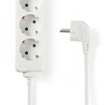 Nedis Extension Socket | Jordet kontakt / Type F (CEE 7/7) | 3-veis | 1.50 m | 3680 W | 16 A | Type av jording: Sidekontakter | 230 V AC 50/60 Hz | Uttaksvinkel: 45 ° | H05VV-F 3G1.5mm² | Hvit