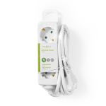 Nedis Extension Socket | Jordet kontakt / Type F (CEE 7/7) | 3-veis | 1.50 m | 3680 W | 16 A | Type av jording: Sidekontakter | 230 V AC 50/60 Hz | Uttaksvinkel: 45 ° | H05VV-F 3G1.5mm² | Hvit