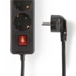 Nedis Extension Socket | Jordet kontakt / Type F (CEE 7/7) | 3-veis | 1.50 m | 3680 W | 16 A | Type av jording: Sidekontakter | 230 V AC 50/60 Hz | Uttaksvinkel: 45 ° | H05VV-F 3G1.5mm² | Av/på-bryter | Sort
