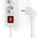 Nedis Extension Socket | Jordet kontakt / Type F (CEE 7/7) | 3-veis | 1.50 m | 3680 W | 16 A | Type av jording: Sidekontakter | 230 V AC 50/60 Hz | Uttaksvinkel: 45 ° | H05VV-F 3G1.5mm² | Av/på-bryter | Hvit