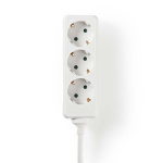 Nedis Extension Socket | Jordet kontakt / Type F (CEE 7/7) | 3-veis | 3.00 m | 3680 W | 16 A | Type av jording: Sidekontakter | 230 V AC 50/60 Hz | Uttaksvinkel: 45 ° | H05VV-F 3G1.5mm² | Hvit