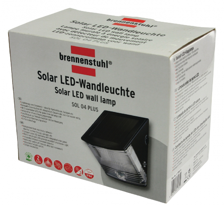 brennenstuhl Solar Vegg Lys 2 LED Svart