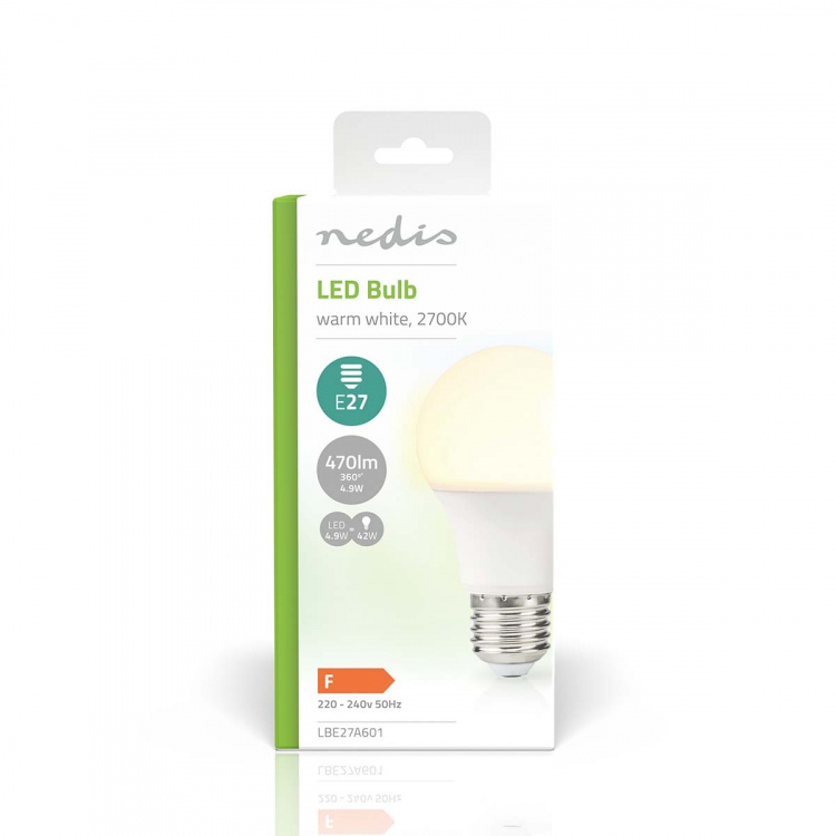 Nedis LED pære E27 | A60 | 4.9 W | 470 lm | 2700 K | Varm Hvit | Retro Style | Frosted | 1 stk