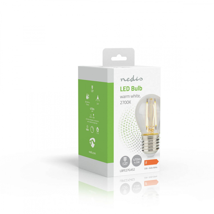 Nedis LED lyspære E27 | G45 | 4.5 W | 470 lm | 2700 | Dimbar | Varm Hvit | Retro Style | 1 stk