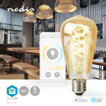Nedis SmartLife LED Lyspære | E27 | 360 lm | 4.90 W | Varm til avkjølt hvitt | 1800 - 6500 K | Glass | Android™ / IOS | ST64 | 1 stk Nedis SmartLife LED Lyspære | E27 | 360 lm | 4.90 W | Varm til avkjølt hvitt | 1800 - 6500 K | Glass | Android™ / IOS | ST64 | 1 stk