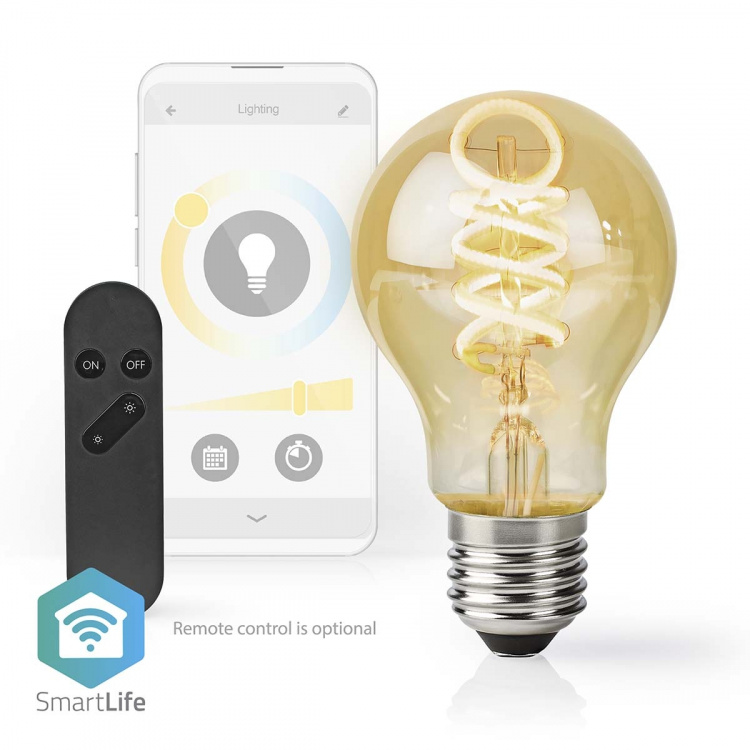 Nedis SmartLife LED Lyspære | E27 | 360 lm | 4.90 W | Varm til avkjølt hvitt | 1800 - 6500 K | Glass | Android™ / IOS | pære | 1 stk Nedis SmartLife LED Lyspære | E27 | 360 lm | 4.90 W | Varm til avkjølt hvitt | 1800 - 6500 K | Glass | Android™ / IOS | pære | 1 stk