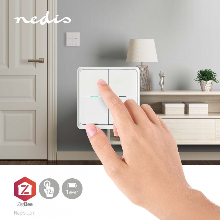 Nedis SmartLife Veggbryter | Wall Mount | Android™ / IOS | Plast | Hvit Nedis SmartLife Veggbryter | Wall Mount | Android™ / IOS | Plast | Hvit