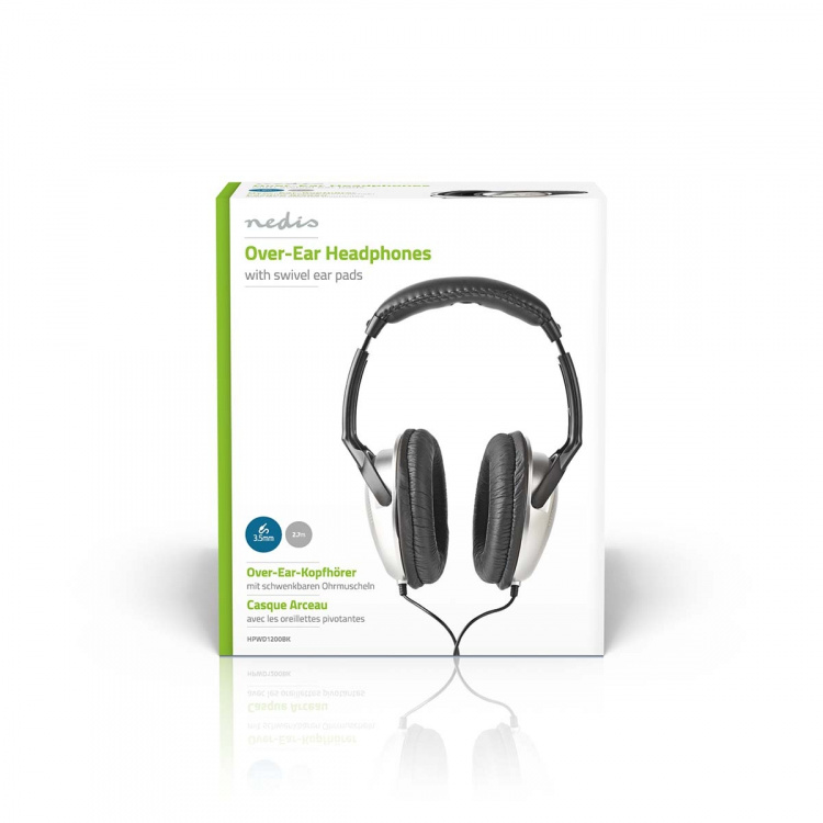 Nedis Over-Ear hodetelefoner med kabel | 3.5 mm | Kabellengde: 2.70 m | Volumkontroll | Sort / Sølv Nedis Over-Ear hodetelefoner med kabel | 3.5 mm | Kabellengde: 2.70 m | Volumkontroll | Sort / Sølv