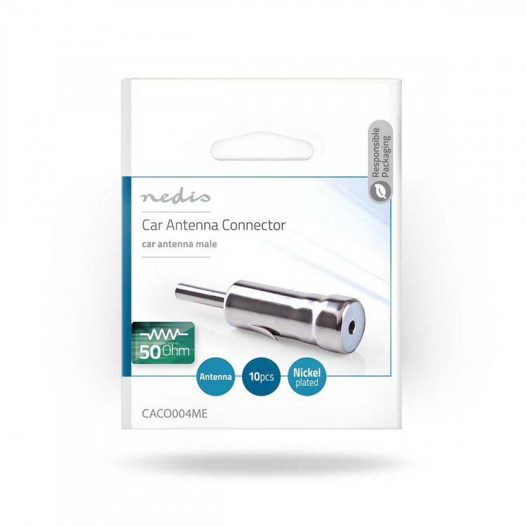 Nedis Bilantenne | Rett | Hann | Kobber | 50 Ohm | Press på | Metall | Sølv | 10 stk. | Konvolutt