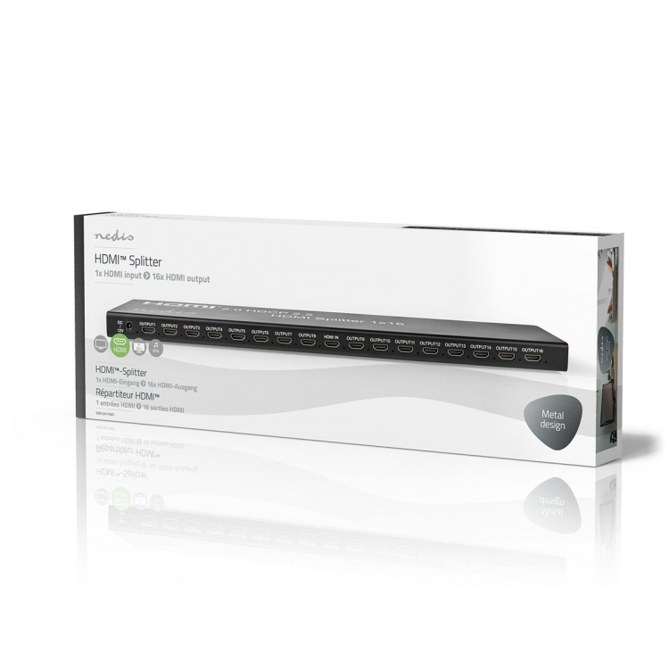 Nedis HDMI ™ Splitter | 16 port(s) | USB-A Female / 16x HDMI™ Output | 4K@60Hz | 18 Gbps | Metall | Antrasitt Nedis HDMI ™ Splitter | 16 port(s) | USB-A Female / 16x HDMI™ Output | 4K@60Hz | 18 Gbps | Metall | Antrasitt