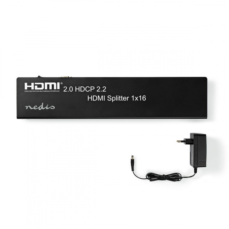 Nedis HDMI ™ Splitter | 16 port(s) | USB-A Female / 16x HDMI™ Output | 4K@60Hz | 18 Gbps | Metall | Antrasitt Nedis HDMI ™ Splitter | 16 port(s) | USB-A Female / 16x HDMI™ Output | 4K@60Hz | 18 Gbps | Metall | Antrasitt