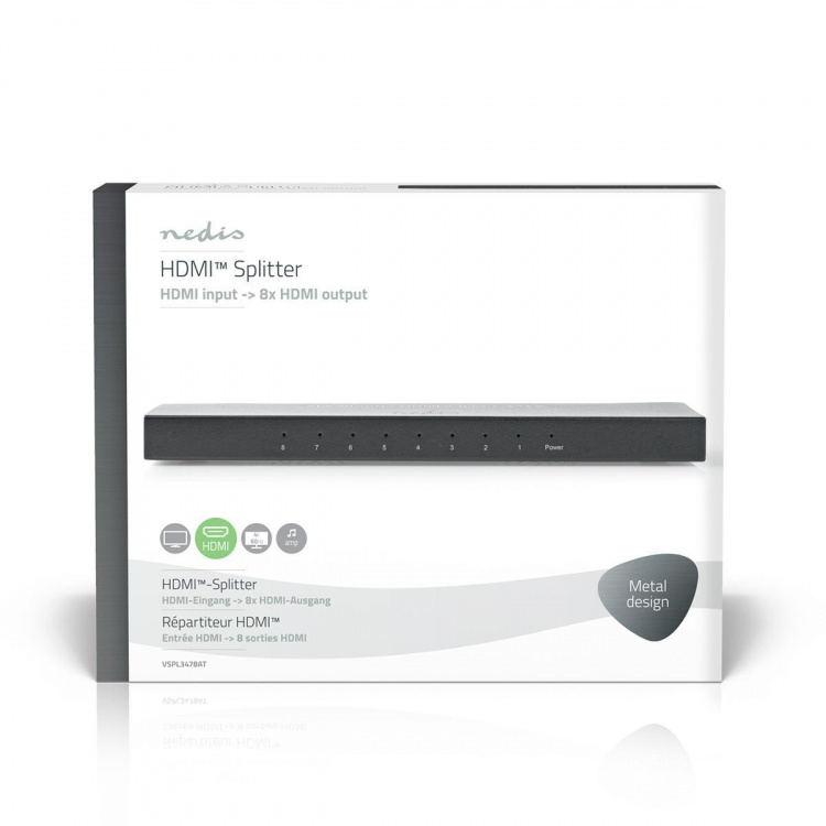 Nedis HDMI ™ Splitter | 8-Port port(s) | 8x HDMI™ Output | 4K@60Hz | 18 Gbps | Metall | Antrasitt Nedis HDMI ™ Splitter | 8-Port port(s) | 8x HDMI™ Output | 4K@60Hz | 18 Gbps | Metall | Antrasitt