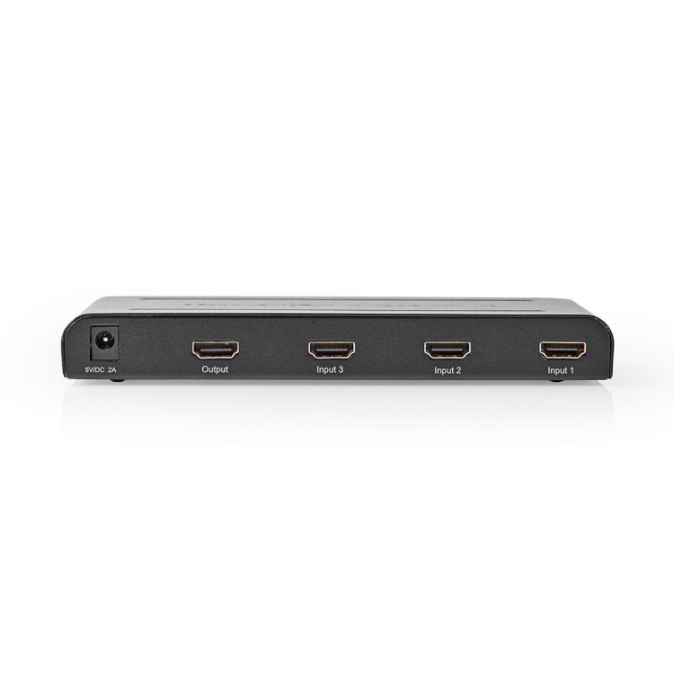 Nedis HDMI ™ Switch | 3-Port port(s) | 3x HDMI™ Input | 1x HDMI™ Output | 4K@60Hz | 18 Gbps | Fjernstyrtkontrolert | Metall | Antrasitt