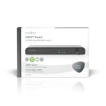Nedis HDMI ™ Switch | 3-Port port(s) | 3x HDMI™ Input | 1x HDMI™ Output | 4K@60Hz | 18 Gbps | Fjernstyrtkontrolert | Metall | Antrasitt
