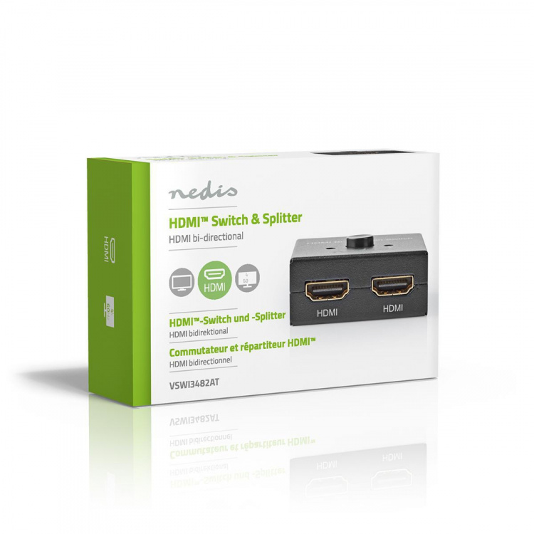 Nedis HDMI ™ Switch | 3-Port port(s) | 1x HDMI™ Input / 2x HDMI™ Input | 1x HDMI™ Output / 2x HDMI™ Output | 4K@60Hz | 6 Gbps | Metall | Antrasitt Nedis HDMI ™ Switch | 3-Port port(s) | 1x HDMI™ Input / 2x HDMI™ Input | 1x HDMI™ Output / 2x HDMI™ Output | 4K@60Hz | 6 Gbps | Metall | Antrasitt
