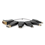 Nedis HDMI™ Adapter | DisplayPort Han / DVI-D 24+1-Pin Han / HDMI ™ mikrokontakt / HDMI ™ minikontakt / Mini DisplayPort Han / USB-C™ Hann | HDMI™ Output | Gull belagt | Rett | PVC | Sort | 1 stk. | Boks Nedis HDMI™ Adapter | DisplayPort Han / DVI-D 24+1-Pin Han / HDMI ™ mikrokontakt / HDMI ™ minikontakt / Mini DisplayPort Han / USB-C™ Hann | HDMI™ Output | Gull belagt | Rett | PVC | Sort | 1 stk. | Boks