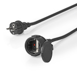 Nedis Skjøteledning fransk M - Fransk F | Type F (CEE 7/7) | Jordet Kontakt | 20.0 m | 3680 W | 250 V - 50/60 Hz | Type av jording: Sidekontakter | Uttaksvinkel: 90 ° | IP44 | H07RN-F 3G1.5 | Enhetens strømuttak: 1 | Sort