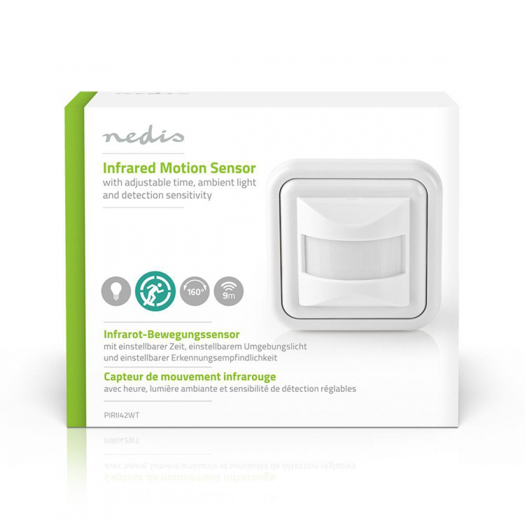 Nedis Bevegelsessensor | Innendørs | 2-wire / 3-Wire | Type F (CEE 7/7) | 160 ° | 5 - 200 W | 200 W | 500 W | 3 - 2000 Lux | Sensorteknologi: PIR | Sensor rekkevidde: 0.0 - 9.0 m Nedis Bevegelsessensor | Innendørs | 2-wire / 3-Wire | Type F (CEE 7/7) | 160 ° | 5 - 200 W | 200 W | 500 W | 3 - 2000 Lux | Sensorteknologi: PIR | Sensor rekkevidde: 0.0 - 9.0 m