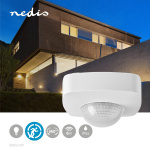 Nedis Bevegelsessensor | Innendørs og Utendørs | 3-Wire | Type F (CEE 7/7) | 360 ° | 5 - 300 W | 300 W | 1200 W | 3 - 2000 Lux | Sensorteknologi: PIR | Sensor rekkevidde: 2.0 - 8.0 m