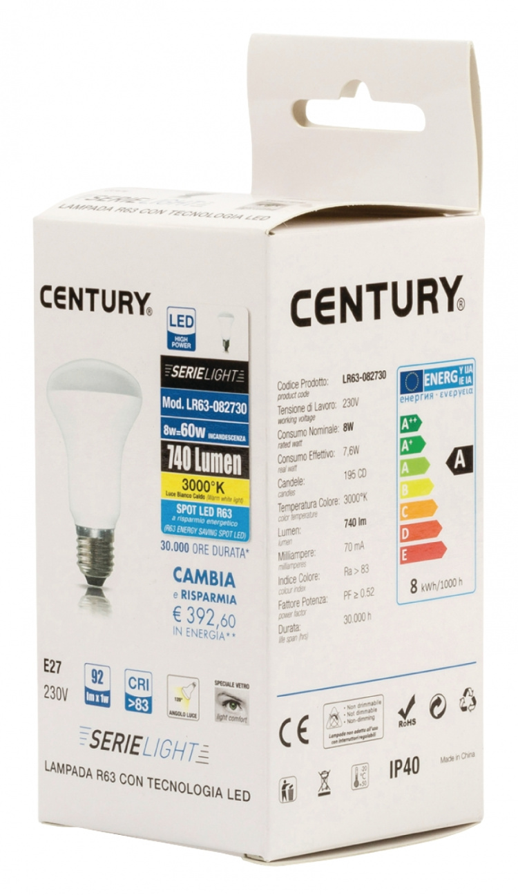 Century LED Lampe E27 R63 8 W 806 lm 3000 K Century LED Lampe E27 R63 8 W 806 lm 3000 K