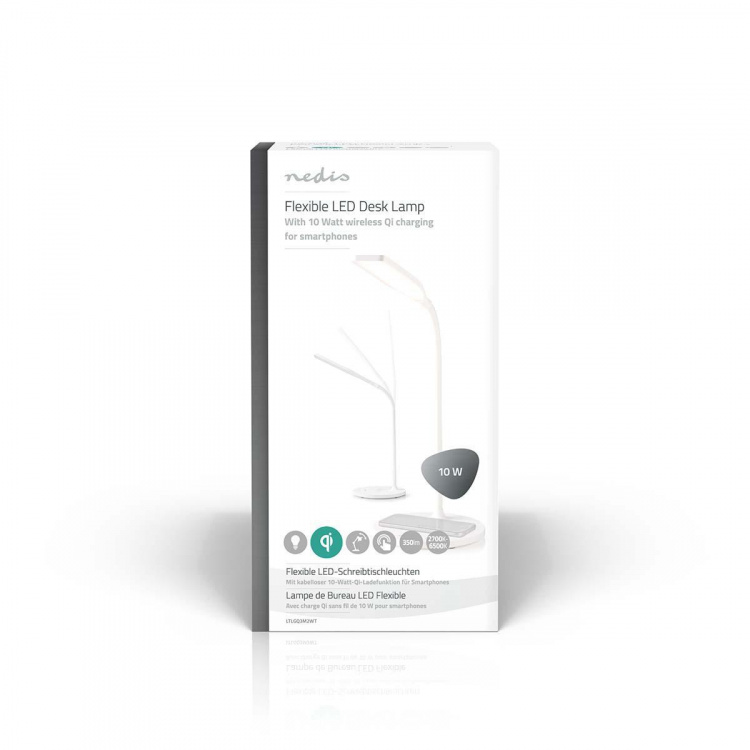 Nedis LED-lampe med trådløs lader | Dimmer - På produkt | LED / Qi | 10 W | Med dimming | Kald Hvit / Natural Hvit / Varm Hvit | 2700 - 6500 K