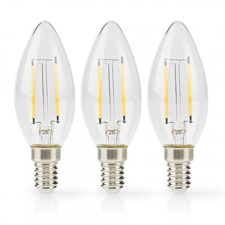 Nedis LED lyspære E14 | Lyshvit | 2 W | 250 lm | 2700 K | Varm Hvit | Retro Style | 3 stk. | Klart