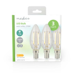 Nedis LED lyspære E14 | Lyshvit | 2 W | 250 lm | 2700 K | Varm Hvit | Retro Style | 3 stk. | Klart