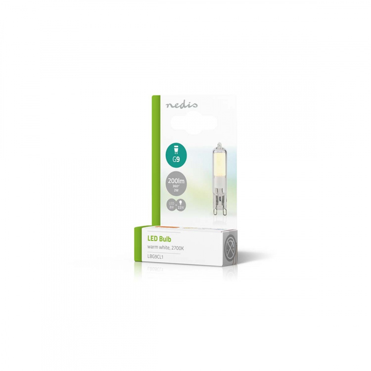 Nedis LED pære G9 | 2 W | 200 lm | 2700 K | Varm Hvit | Antall lamper i pakningen: 1 stk Nedis LED pære G9 | 2 W | 200 lm | 2700 K | Varm Hvit | Antall lamper i pakningen: 1 stk