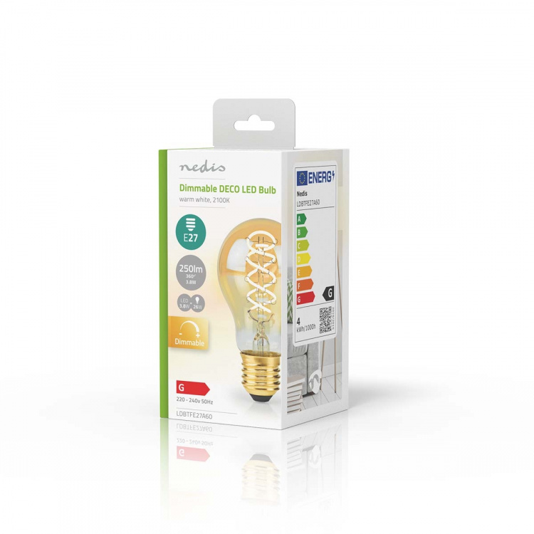 Nedis LED lyspære E27 | A60 | 3.8 W | 250 lm | 2100 K | Dimbar | Ekstra varm hvit | Retro Style | 1 stk