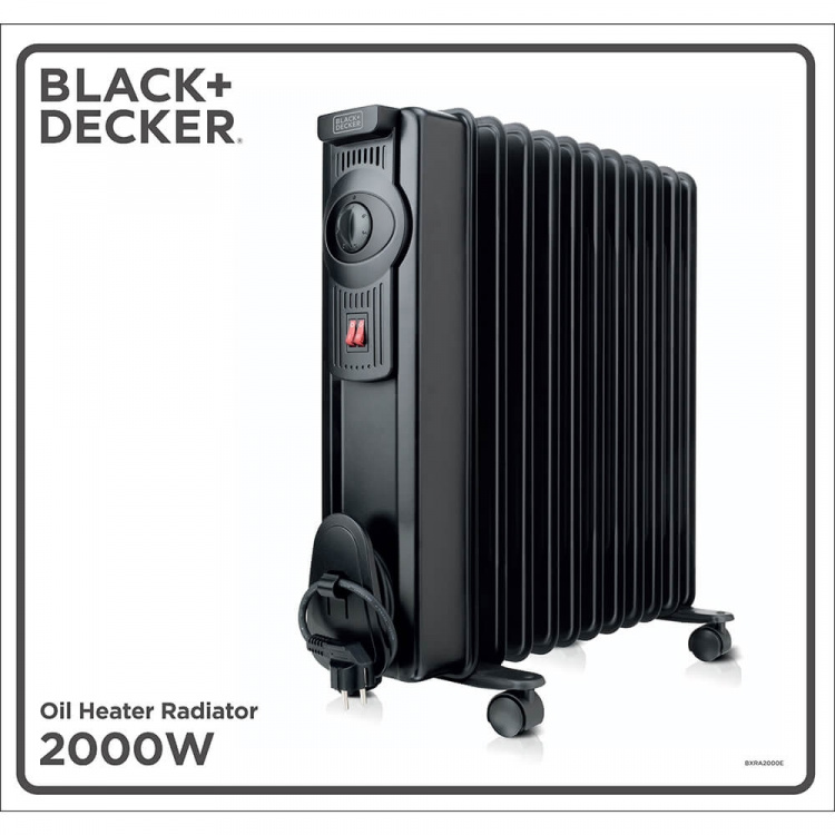 BLACK+DECKER Oil Heater 2000W Svart BLACK+DECKER Oil Heater 2000W Svart