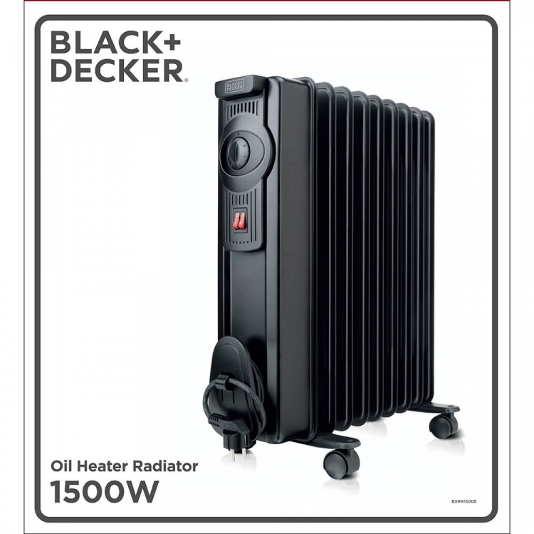BLACK+DECKER Oil Heater 1500W Svart BLACK+DECKER Oil Heater 1500W Svart
