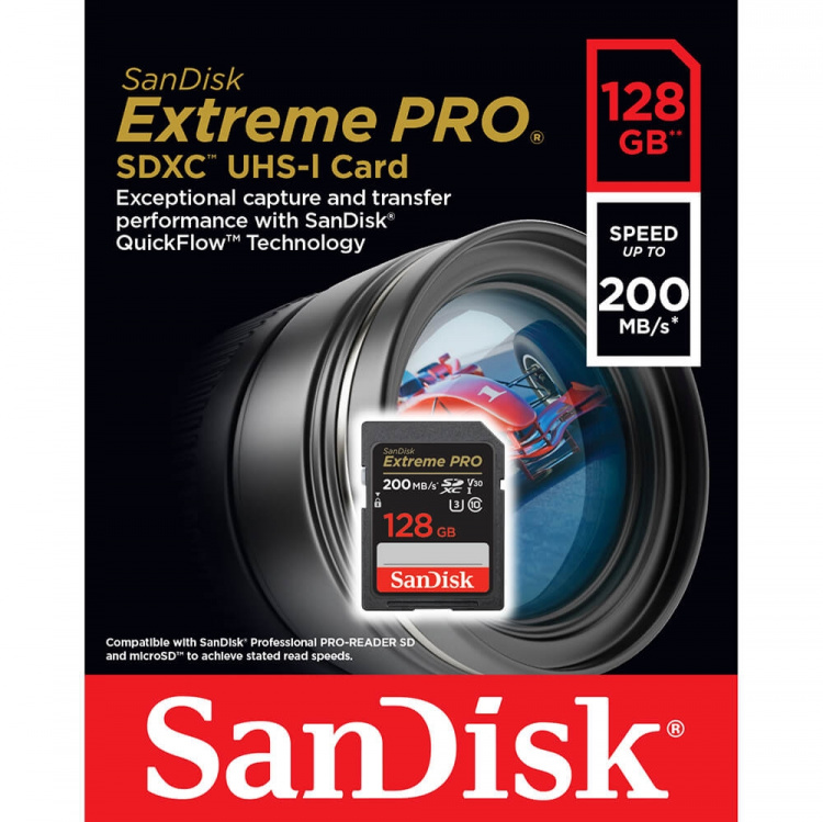 SanDisk SDXC Extreme Pro 128GB 200MB/s UHS-I C10 V30 U3 SanDisk SDXC Extreme Pro 128GB 200MB/s UHS-I C10 V30 U3
