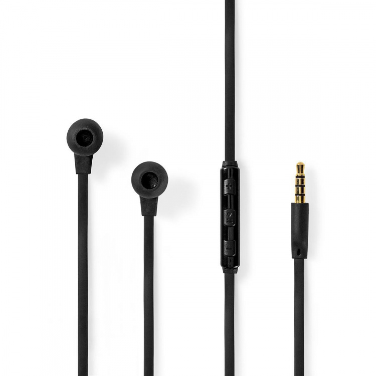 Nedis Wired øretelefoner | 3.5 mm | Kabellengde: 1.20 m | Innebygd mikrofon | Volumkontroll | Sort / Sølv