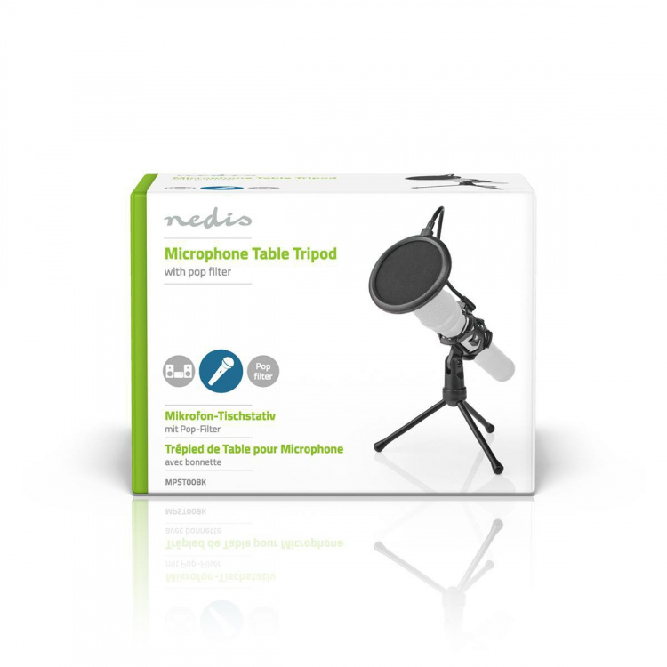 Nedis mikrofonstativ | Benbase | Holder diameter: Under 40 mm mm | ABS / Metall | Sort