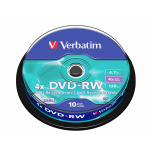 DVD-RW 4x 4.7GB 10 Pakke Spindel Matt Sølv