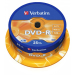DVD-R AZO 16x 4.7GB 25 Pakke Spindel Matt Sølv